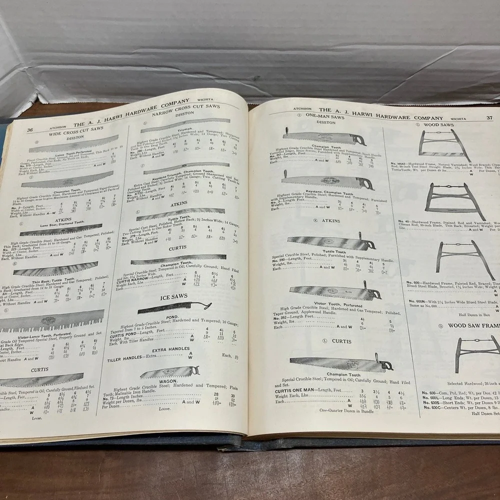 A. J. Harwi Hardware Co Wholesale Catalog Atchison Wichita Kansas Vintage Book